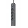 Power Line+ mobiilivalmis liigpingekaitsega pikendusjuhe 1,5 m (4 pistikupesa + 3x USB A, 5V 2,4A)