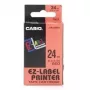 Sildirull CASIO XR-24RD1 — isekleepuvad sildid must punasel, 2,4 cm × 8 m, 1 rull