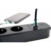 GEMBIRD TSL-PS-F4U-02 nelja PL-pistikupesa ja USB-laadijaga pikendusjuhe, must