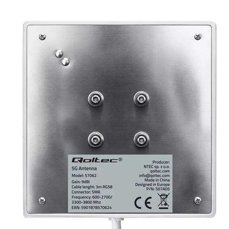Väline QOLTEC 4G/5G LTE antenn 9 dBi SMA-pistikuga ja 3 m kaabliga