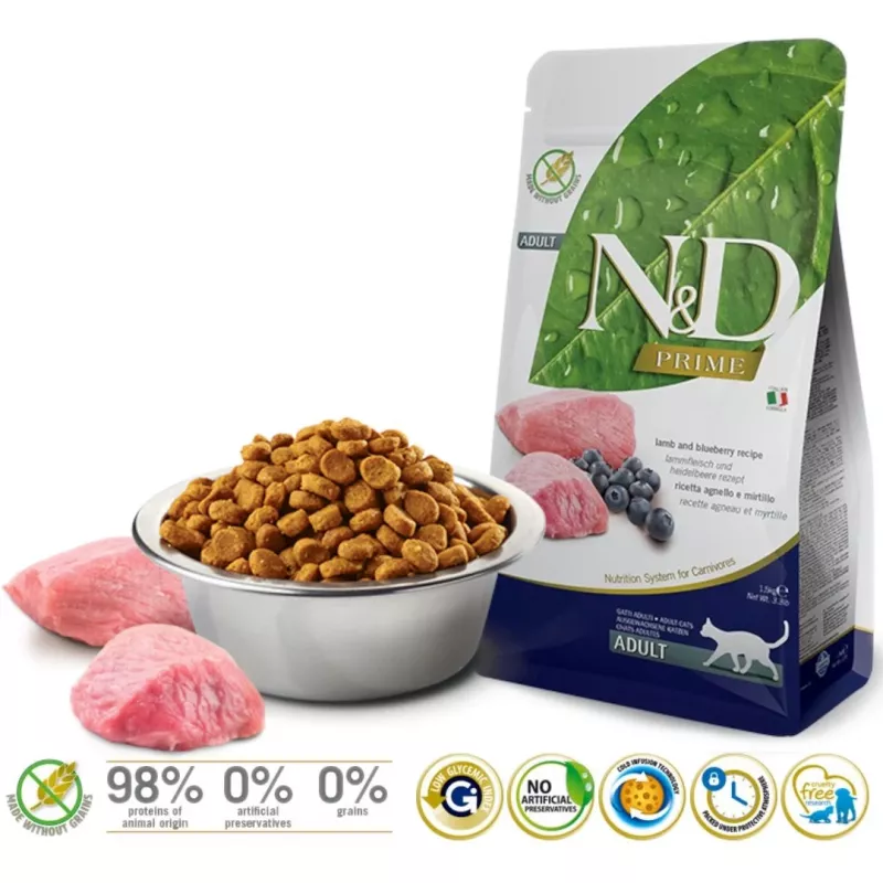 FARMINA N&D Prime Lamb & Blueberry - kuiv kassitoit - 1,5 kg