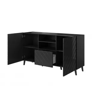 Kummut cama meble ABETO 150x42x82 cm, läikiv must, MDF-korpus, 1 sahtel