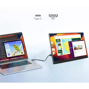 Portable Monitor for Laptops, Phones, and Consoles Extralink Smart Life 14, USB-C/micro-HDMI
