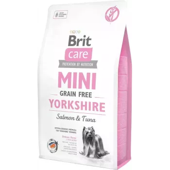 Kuiv koeratoit Brit Care Mini Grain Free Yorkshire 2 kg — lõhe ja tuunikala, 30% valku, 19% rasva, gluteeni- ja laktoosivaba