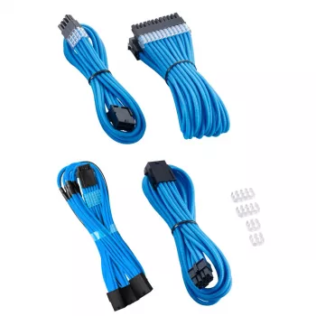 CableMod PRO ModMesh 12VHPWR kaablipikenduskomplekt — helesinine, 3-osaline GPU 12+4 kontakti pikendus