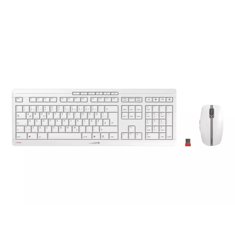 CHERRY Stream lauaarvuti klaviatuur koos hiirega kontor RF Wireless QWERTZ saksa valge