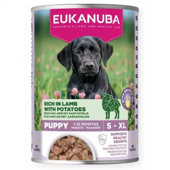 EUKANUBA Kutsika märg koeratoit 400 g - täiskasvanud kutsikatele mõeldud valem, lambaliha ja kartul