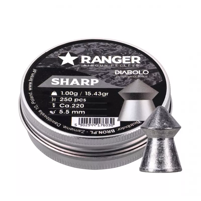 Pneumaatilise relva kuulid RANGER PRORO 5,5 mm, diabolo kuju, hõbedased, 250 tk, alumiiniumist dosaator