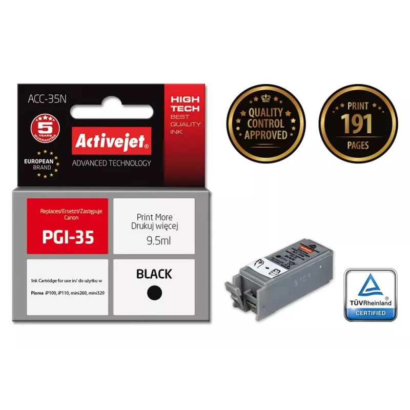 Activejet ACC-35N tindikassett (asendus Canon PGI-35; Supreme; 9,5 ml; must)