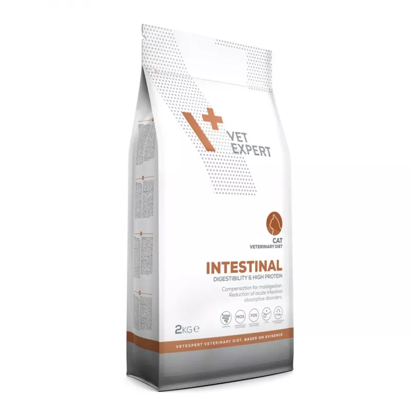 VETEXPERT Veterinary Diet Intestinal kuivtoit kassidele, 2 kg — linnuliha, 38% valku, 20% rasva, gluteeni- ja sojavaba