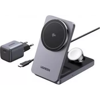 Juhtmeta laadija UGREEN 3-in-1 25W mudel 45025 telefonile, kõrvaklappidele ja nutikellale