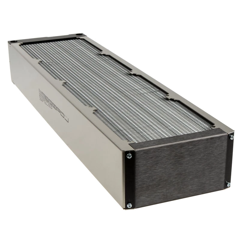 Radiaator Aqua-Computer airplex radical 4/480 — Alumiinium/Vask/Roostevaba teras, 520×140×73 mm