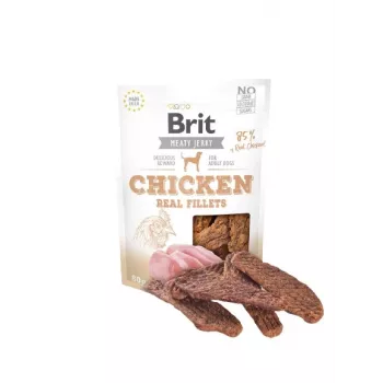 Brit Jerky Snack kana 80 g — täiskasvanud koertele, suhkruvaba, valk 33%, rasv 26%