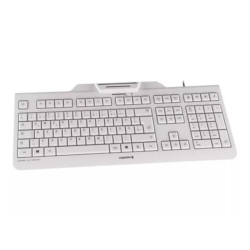 CHERRY KC 1000 SC juhtmega kiipkaardiga klaviatuur, helehall, USB, QWERTY (UK)