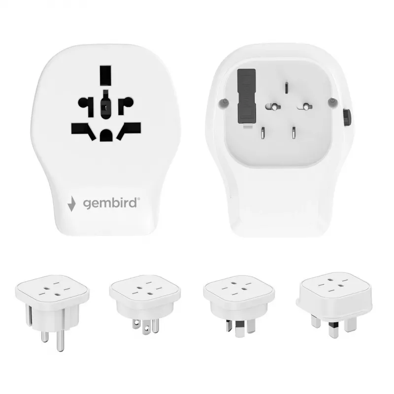 Seinareisiadapter GEMBIRD TPA-1A2C20-02-W 20W — 1×USB-A + 2×USB-C, Type G pistik, 100–250V, valge