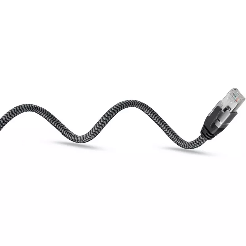 Ethernet-kaabel USB-C 3.2 Gen2 Plug > RJ-45 Plug, LAN-Adapter Must/Hõbedane, 1,5 Meter, braided textile jacket