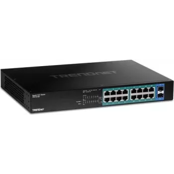 TRENDnet TPE-TG182 - Switch - 16 x 10/100/1000 (PoE+) + 2 x SFP - riiulile paigaldatav - PoE+ (240 W)
