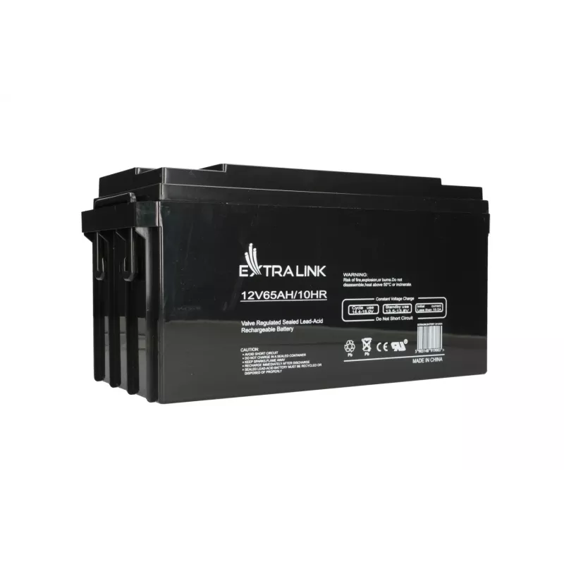 Suletud pliiaku Extralink Accumulator AGM 12V 65Ah, VRLA, must, 1 tk
