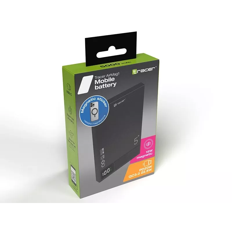 Tracer AirMag1 Lithium Polymer (LiPo) 5000 mAh juhtmevaba laadimine Must