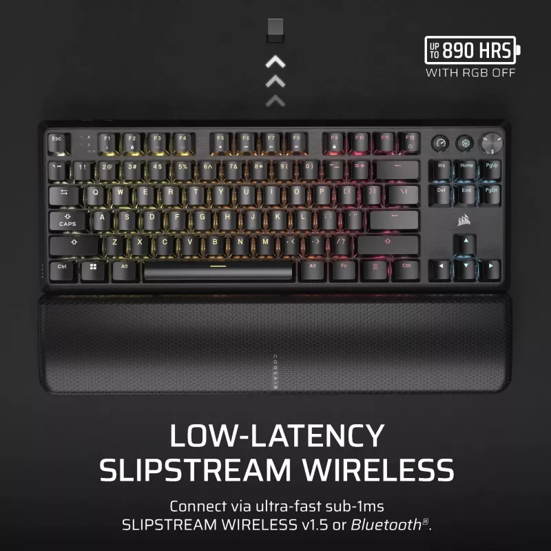 Corsair K70 CORE TKL klaviatuur Gaming USB + RF traadita + Bluetooth QWERTZ Saksa must