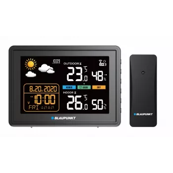 Ilmajaam BLAUPUNKT WS30BK juhtmevaba välisanduriga, värviline LCD, kell, äratus, baromeeter, °C, 1 andur