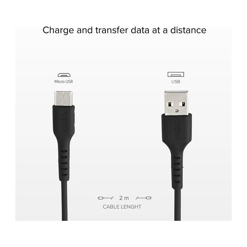 SBS TECABLEMICRO2K 2m USB A Micro-USB B isane-isane must USB-kaabel (TEKabelMICRO2K)