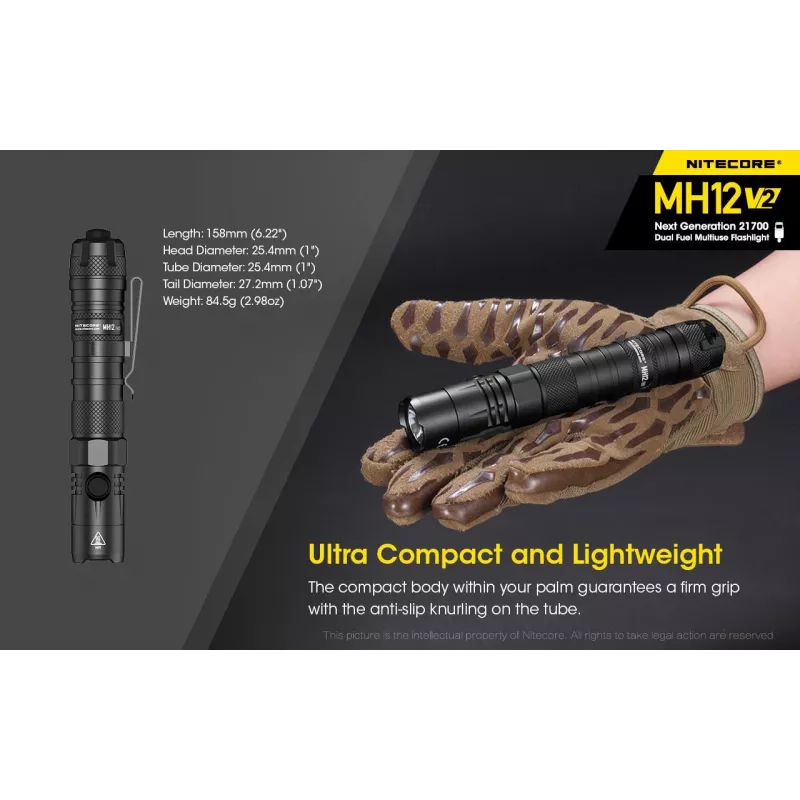 Käsilamp Nitecore MH12 V2 Must