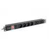 Toitejaotusseade LANBERG PDU-04E04I-0200-BK — 4× C13 pistikupesa, 16 A, 220–250 V, 2 m kaabel, 1U horisontaalne, must