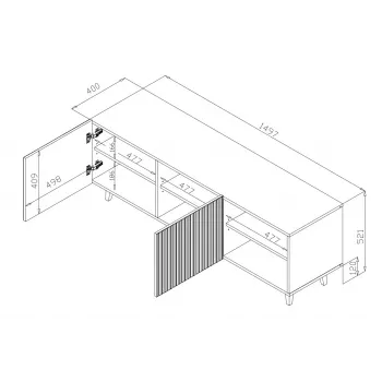 Cama RTV-kapp PAFOS 150x42x52 valge matt
