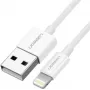 Ugreen'i kaabel USB 2.0 A Lightning 2m, 5V/2,4A iPhone 7 / 7plus / 6S / 6 / 6 Plus, iPhone 5s/5c/5, iPad Mini/Mini 2, iPad 1 m Valge