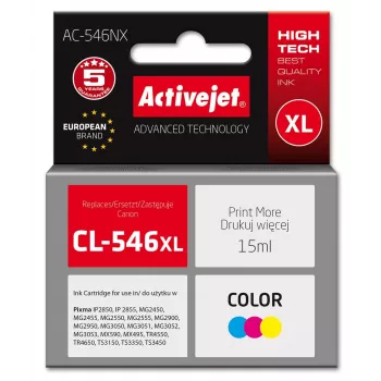 Activejet AC-546NX Printeritint Canonile, asendus Canon CL-546XL; Supreme; 15 ml; värviline, tsüaan, magenta, kollane