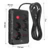 Pikenduspesa MACLEAN MCE393 B — 4 pistikupesa, 3×USB, 110–240 V, 2500 W, 3 m kaabel, must