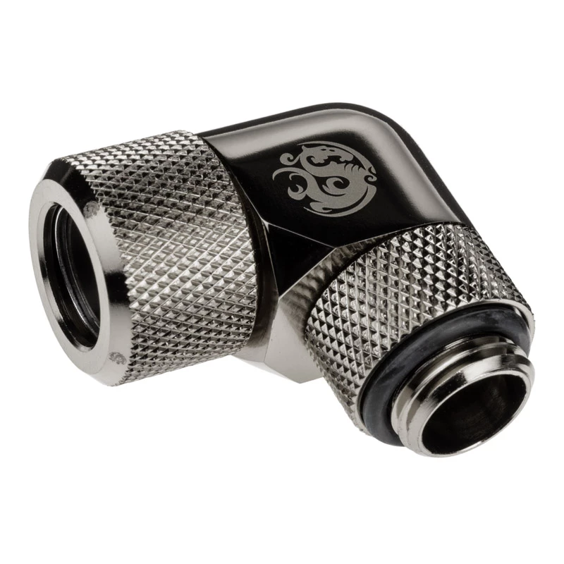Adapter 90° BitsPower Advanced Multi-Link G1/4 tolline AG kuni 12mm OD kõvatorule, pööratav