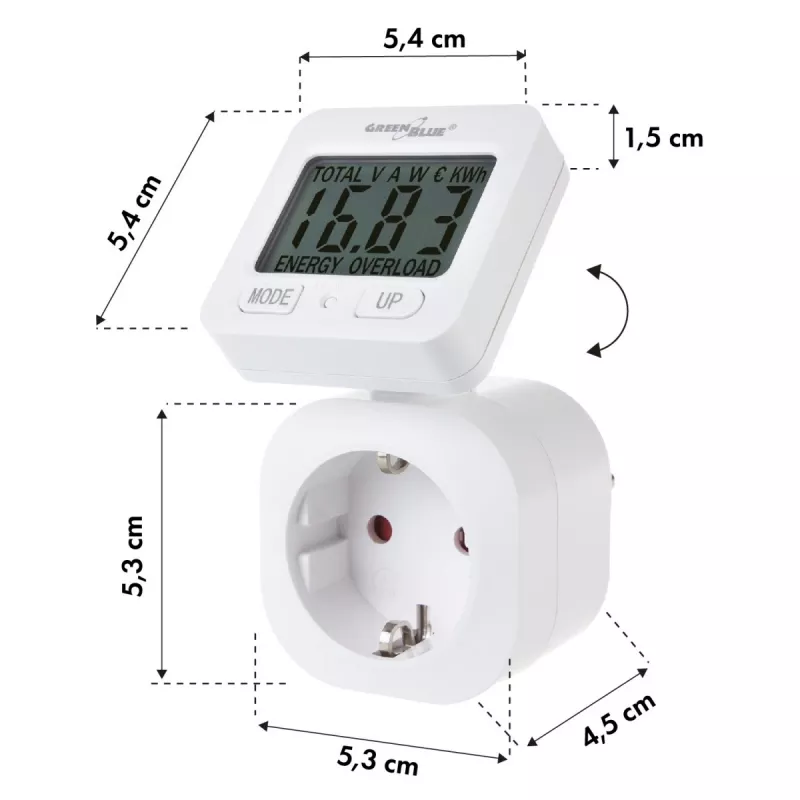 Wattmeeter energiamõõtur GB615E GreenBlue