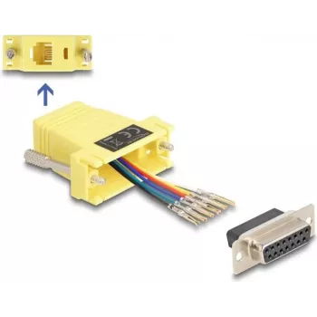 DELOCK D-Sub 15 pin female to RJ12 female assembly kit, kollane