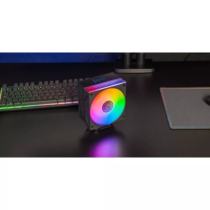 Õhkjahuti TACENS Mars Gaming MCPU-LCD, 120 mm ventilaator, TDP 300 W, toetab LGA1700/1200/115x/1366 ja AM4/AM5, must
