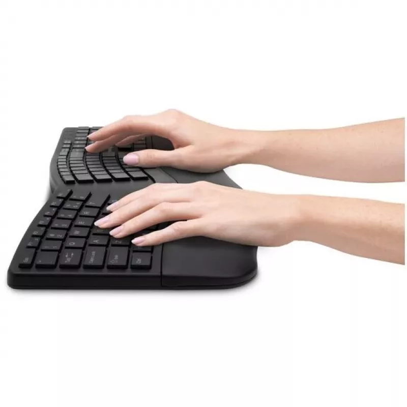 Kensington ProFit Ergo juhtmevaba klaviatuur FR, täissuuruses (100%), juhtmega ja juhtmevaba, RF-juhtmevaba + USB, AZERTY, must