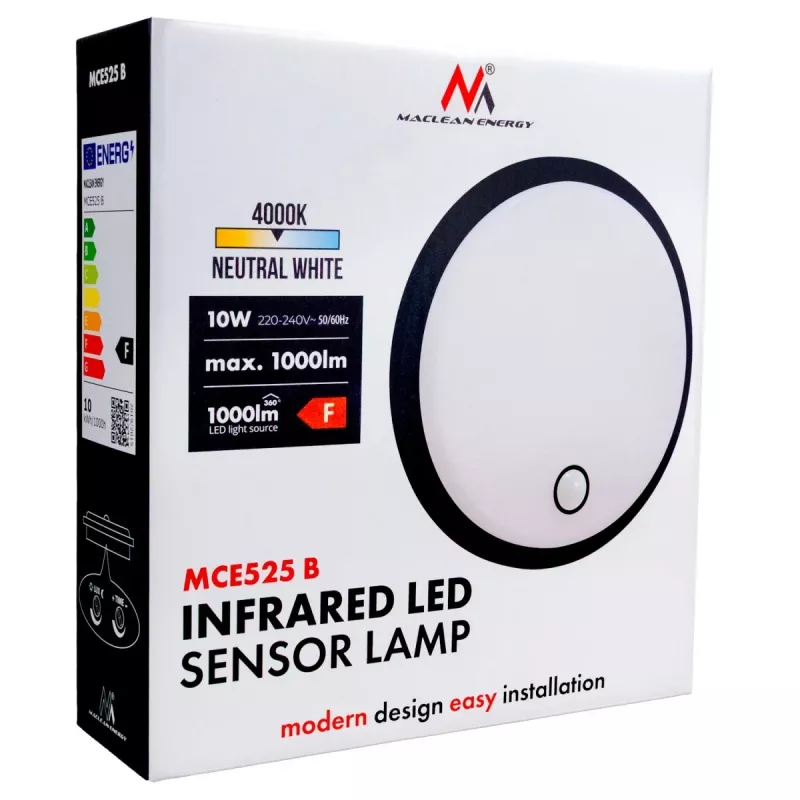 LED-lamp PIR-anduriga MACLEAN MCE525 B — välisseinavalgusti, liikumisanduriga LED