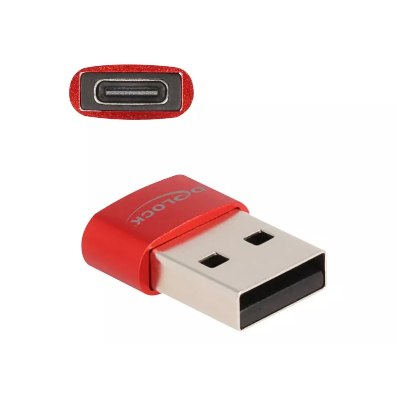 Delock - USB-adapter - USB (M) 24-kontaktilisele USB-C-le (N) - USB 2.0 3 A - punane (60050)