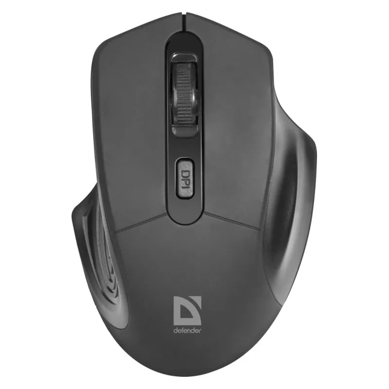 Juhtmevaba optiline hiir DEFENDER Datum MB-345 RF, mõlemakäeline/paremakäeline, 1600 DPI, 3 nuppu, USB RF-vastuvõtja, must