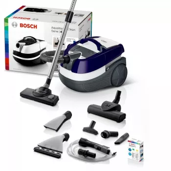 Märg- ja kuivtolmuimeja Bosch BWD 41740 AquaWash&Clean — 1700 W, 5 L paak, EPA filter, teleskooptoru, 9 m raadius, lilla