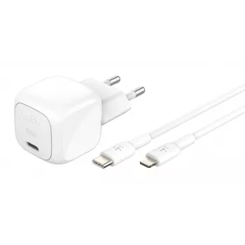 30W USB-C laadija Belkin WCA008KQ1MWH-B5 PD PPS, kompaktne toiteadapter telefonidele ja tahvelarvutitele