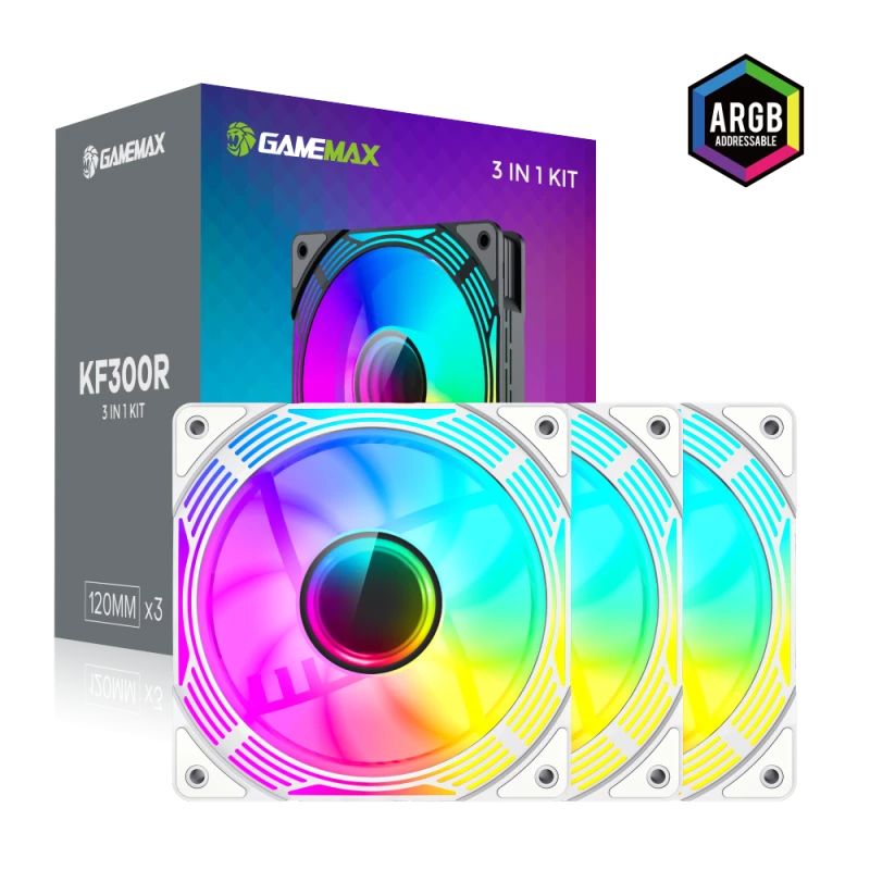 Gamemax | Korpuseventilaator | KF300R BK | Valge