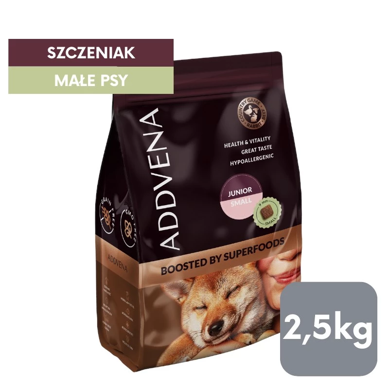 ADDVENA Boosted by superfoods Junior Small Beef - kuiv koeratoit - 2,5kg