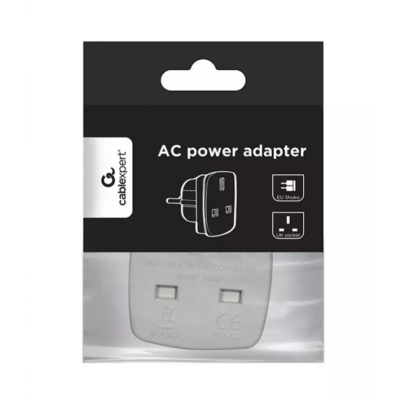Gembird Cablexpert a-AC-UKEU-001 - Toiteadapter - Toiteadapter (S) toiteadapteriks (W) - Valge - Ühendkuningriik, Euroopa (a-AC-UKEU-001)