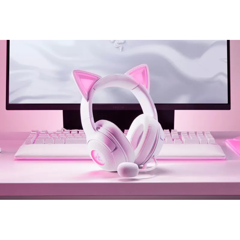 Peakomplekt Razer Kraken Kitty V2 juhtmega USB Type-A valge — kõrvaväline, peapael, 20–20000 Hz, 2 m kaabel