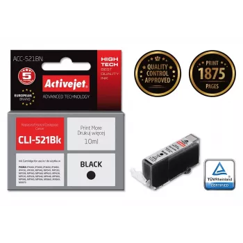 Activejet ACC-521BN tindikassett (asendus Canon CLI-521Bk; Supreme; 10 ml; must)