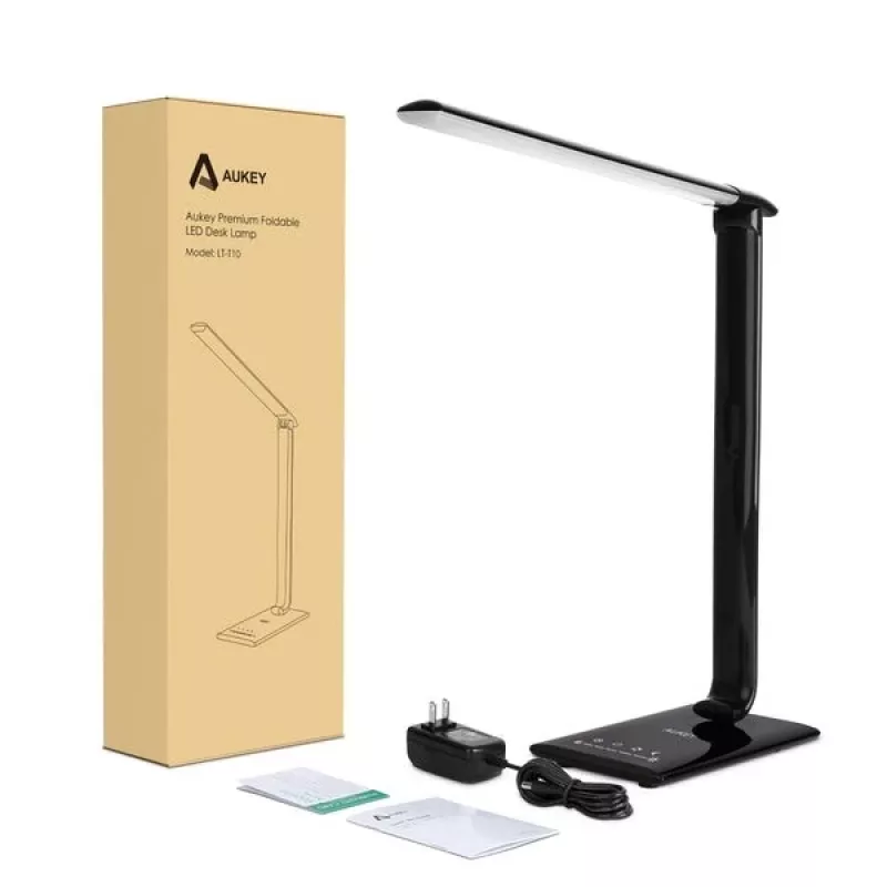 LED laualamp Aukey LT-T10 12W 3000–6500K — reguleeritava värvitemperatuuriga, must