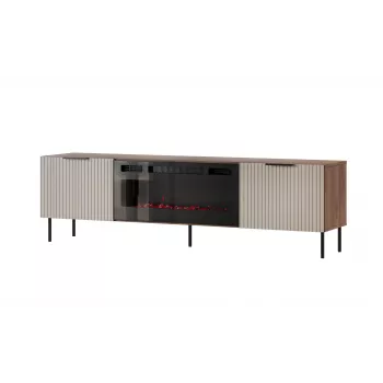 TV-kapp Cama Meble ALMERA 180,5×42×52,5 cm pähkel/kašmiir musta kaminaga