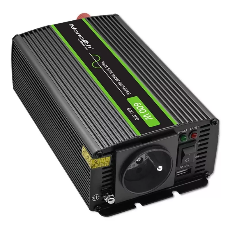 Qoltec Monolith toiteadapter/inverter Auto 600 W must